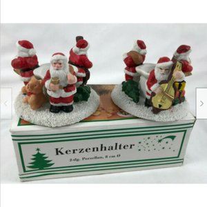Christmas Santa Porcelain Candle Holder Set of 2 Kerzenhalter Germany